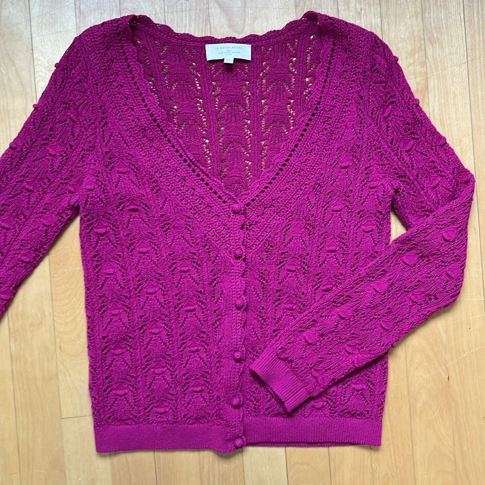 Sezane Saja Cardigan XS Magenta - Picture 3 of 6